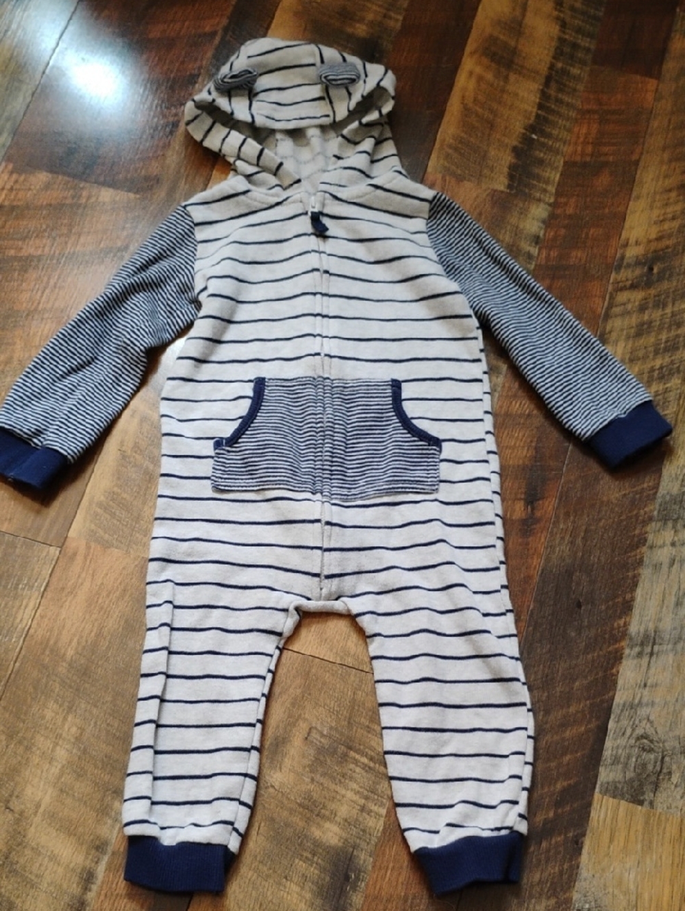 Carter's Cream and Navy Striped Toddler Top
